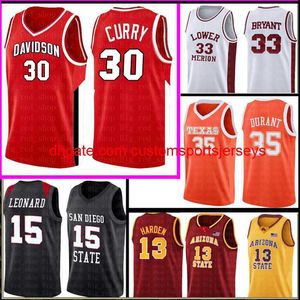 Stephen 30 Curry Maglia da uomo Kevin 35 Durant NCAA Rosso Bianco College Basketball Wears