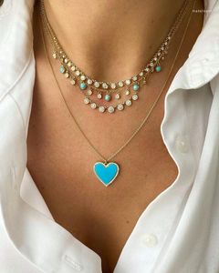 Chains Geometric Round Dots White CZ Blue Turquoises Fashion Jewelry 2023 Charm Drop Women Choker Necklace