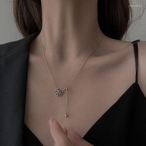 Pendant Necklaces Rose Flower Necklace Women's Beauty Beast Jewelry Lovers Gifts For Women Girls