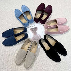 디자이너 Loropiana Walk Shoes 이탈리아 여성 가죽 신발 LP LOFO 평평한 캐주얼 슬랙 커 신발 SI 느낌 남성용 신발