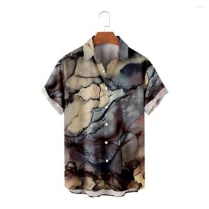 Camisas casuais masculinas Summer Short Slave Up Men's Hawaiian Print Turn-Down-Collar Shirt Streetwear