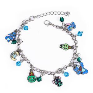 Link Bracelets Chain Harong Cartoon Stitch Bracelet Boy Ohana Charm Stainless Steel Crystal Enamel Pendant Fashion Jewelry Girls GifLink