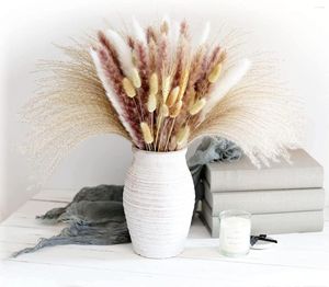 Decorative Flowers 67 PCS Dried Pampas Grass Contains Tails Reed Bouquet For Wedding Boho Home Table Decor