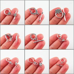 Charms Fashion Flower Animal Butterfly Leaf Teardrop Connectors Necklace Circle Toggle Clasps Tibetan Silver Plated