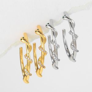 Hoop Earrings SO 1Pair Copper Zircon Winding Snake Shape Jewelry For Women Fashion Simple Exaggerate Party Gift Wholesale