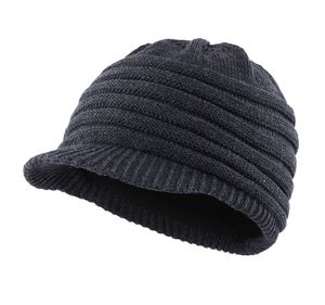 Berets Connectyle Men's Style Winter Hat with Visor Acrylic Soft Fleece Lined Cable Knitted Beanie Male sboy Daily Warm Cap 230214