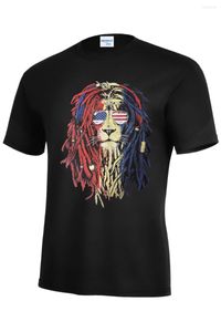 Мужские футболки T 2023 Лето-стиль мода мужская рубашка Stranger Things Things Things Футболки Оригинальный DJ Lion USA флаг потрясающие цвета