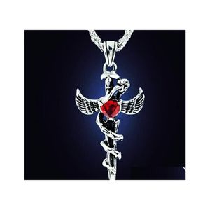 Pendant Necklaces Europe And America Punk Necklace Angel Wings Serpentine Cross Mens Cool Accessories Drop Delivery Jewelry Pendants Dhpqt