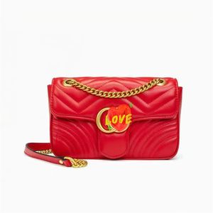 Altın 2G Love Heart Women Bags Omuz Çantaları Çanta Seyahat Çantası Toz çantası Kart Üst Deri Moda Kız Güzel Hediye 269y