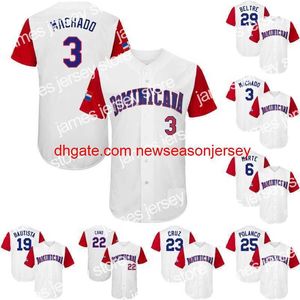 Jerseys 2017 Dominikanska republiken World Baseball Classic WBC Jersey 3 Manny Machado 6 Starling Marte 19 Jose Bautista 22 Robinson