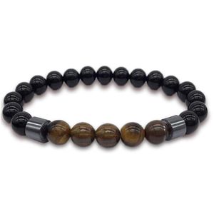 Beaded New Bracelets Lava Stone Obsidian Magnetic Hematite Beads Vert Magnit Wrist Band Men Creative Gift Drop Delivery Jewel Dhgarden Dhc6R