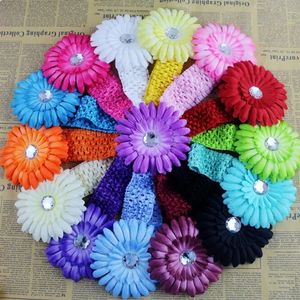 Hair Accessories Daisy Flower Crochet Headband For Toddler Infant Headbands Baby Hairband 20pcs