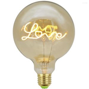 Retro LED Love Letter Lamp G125 Lampadina Edison con guscio giallo Galss per la decorazione domestica