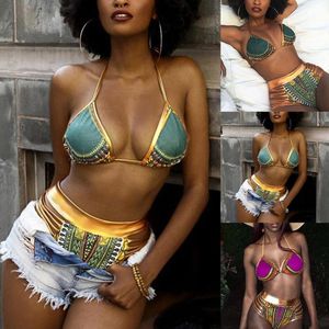 Women's Swimwear Bohemian Bikini 2023 Women Handmade Halter Bordered Patchwork Camisole Bathing Suit Swimsuit Biquini Thong