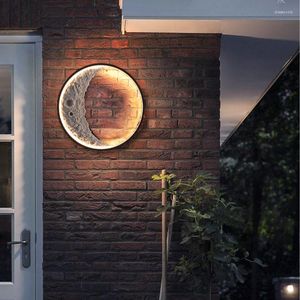 Vägglampa led utomhus vattentätt landskap modern veranda yttre ljus trädgård villa ip65 måne aluminium sconces