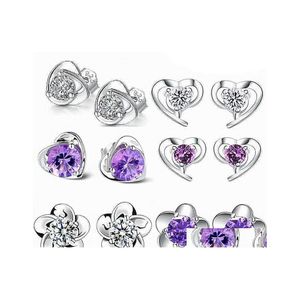 Stud Earrings For Women Korean Crystal Channel Earring Studs Wedding Ring Wholesale 925 Sterling Sier Drop Delivery Jewelry Dhdlj