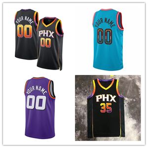 Kevin Durant 35 Trikot Phx Devin Booker 1 City Blau Schwarz Lila Weiß 2023 Trikots Basketball Herren genähtes Trikot S-XXL Mix Match Order