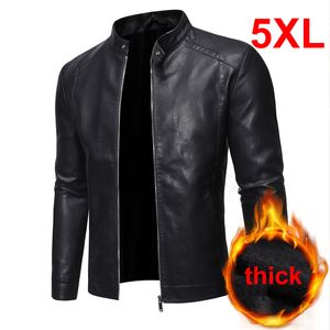 Herrjackor mens pu läderjacka Motorcykel cyklisten herrjackor Autumn Winter Warm Black Outdoor Outwear Coats 5xl Plus Szie 230214