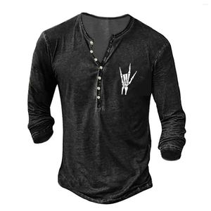 Camisas casuais masculinas meias masculinas sem show t para homens soltos fit summer moda retro velha botão básico placket pequena impressão longa camisa de manga longa