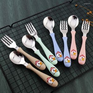 Dinnerware Sets 2Pcs/Set Portable Tableware Set Stainless Steel Travel Cutlery Fork Spoon With Storage Case Student For School