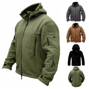 Giubbotti da uomo Giacca tattica da esterno americana da uomo Pile termico invernale Antivento Capispalla da trekking Sport con cappuccio Zip Up Cappotto militare da uomo