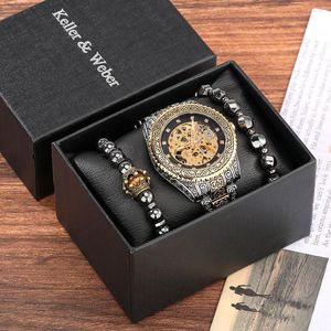 Нарученные часы мужчины механические роскошные браслетные подарки, установленные для бизнес -из нержавеющей стали. Автоматические часы кварцевых