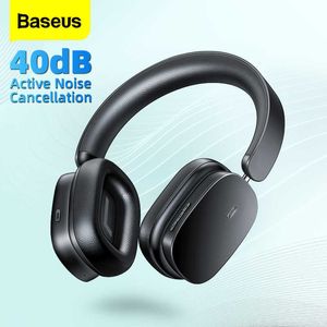 Headsets Baseus H1 Wireless Headphone 40dB ANC Active Noise Cancelling Bluetooth 52 Headset Earphone Head Set Earbuds For iPhone J230214