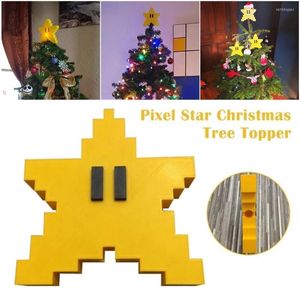 Weihnachtsdekorationen 2023 Weihnachten Super Marios Bros Star Tree Topper Ziel Bro-ther Power Leuchten für LED-Ornament DIY Pixel Deck Dekor Geschenk