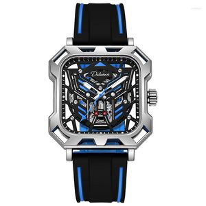 Orologi da polso Relogio Masculino Orologio da uomo Luxury Automatic Mechanical Square Skeleton Dial Orologi da uomo Luminosi impermeabili per