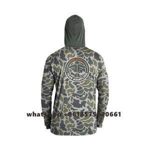 Utomhus T-shirts aquaflage 2022 Mens Long SleVe Fishing Hoodies Outdoor Upf 50 Sun Protest Performance Shirt Moisture Wicking Comfort Clothing J230214