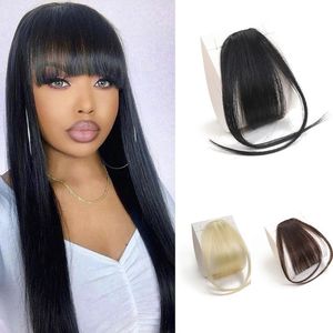 Bangs Human Hair Air Fringe On s 100 Bang With Clip 1Pcs Black Blonde Color Pieces For Women 230214