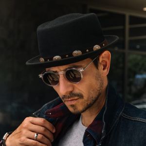 Chapéus de aba larga Homens homens mulheres lã Pie de porco clássica Retro Fedora Trilby Sunhat Street Style Caps Party Travel Tamanho ao ar livre Us 7 14 UK L 230214