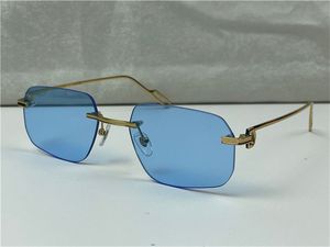 best verkopende groothandel zonnebril 0113 Ultralight onregelmatige frameloze retro avant-garde ontwerp UV400 licht gekleurde lenzen decoratieve brillen