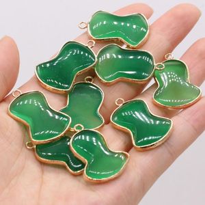 Charms de pedra natural forma irregular jades da malaia verde pingentes para jóias fazendo colar breeting feminino presente