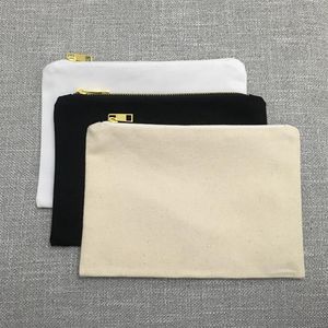 7 x 10 Zoll schwarze Kosmetiktasche Kalligraphie-Tasche leere Canvas-Make-up-Tasche Baumwoll-Make-up-Tasche Brautjungferngeschenk für DIY-Foliendruck311s