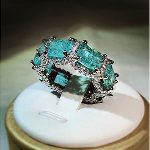 Pierścień Gaoding Biżuteria Złota Płyta ciężki przemysł ciężki Inkrustowany Sea Blue Topaz Pierścień