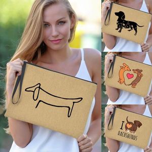 Cosmetic Bags Dog Mom Life Makeup Toiletry Pouch Lipstick Mascara Organizer Purse Travel Bag Simple Dachshund Love Fashion Zipper