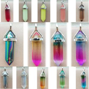 Colares pendentes Cherry Quartz Jaspe Crystal Hexagonal Column Bead WB1100