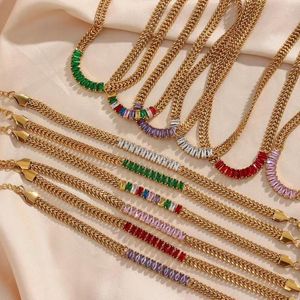 Halskette-Ohrringe-Set, beliebte Retro-InIaId-Halsketten für Herren und Damen, doppellagiger, kubanisch genähter Zirkon-Anhänger von hoher Qualität