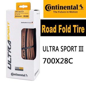 S Continental 700C Road Bike Foldbar Ultra Sport III 700x28c Brown Edge Folding Däck 28-622 180 TPI Grusdäck 0213