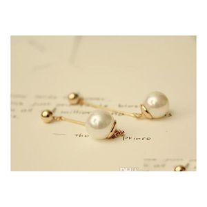 Stud Earrings Wholesale Korean Ol Of Pearl Earring Imitation Gold Plated Drop Delivery Jewelry Dhbof