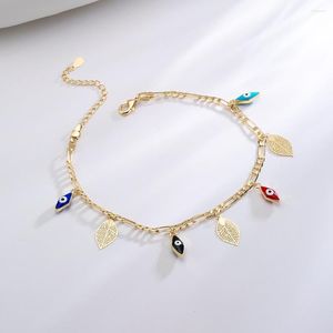 Anklets Mafisar Design Bohemian Gold Color Emamel Drop Oil Devil's Eye For Women Fashion Summer Beach Ankle Chain Jewelry