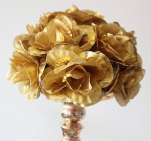 Dekorativa blommor 20 cm bröllopsilke kyssande kuldekorationer för den guldplastiska inre firandet blomma partidekoration
