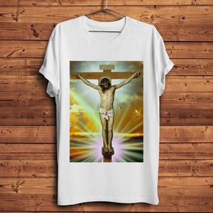 Men's T Shirts SKAM Iska Even Same Paragraph Jesus Crucifixion Tshirt Men Summer White Short Sleeve Casual Homme Shirt Unisex Streetwear Tee