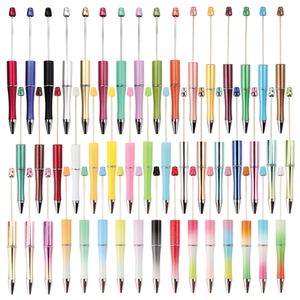 Hostess Girly Charms Bead Pen DIY lapiceros Personalized Beaded Decorative Plastic Beadable Pen Ballpoint Pen Metal Blank Handcraft Beadable Kits for Pens