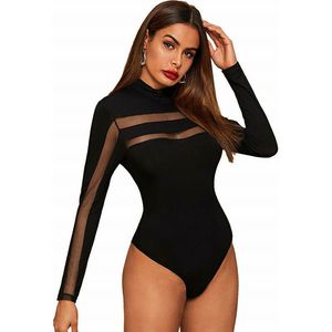 Kvinnor Jumpsuits Rompers Sexiga Women Mesh Bodysuit Fashion Leotard Thong Tops Jumpsuit See Through Ladies Clubwear Black 230214