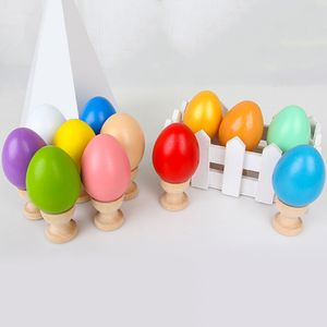 Kinder Partybevorzugung Holz Simulation Osterei einfarbig bemalbar Zeichnung künstliches Ei DIY handbemalte hölzerne Ostereier Huevos De Pascua De Madera