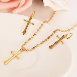 Brincos de colar de colar pequenos coloris cross -ouro jóias religiosas do presente de natal para mulheres