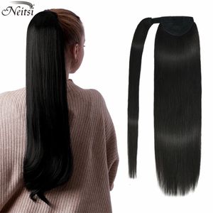 Hårband Neitsi Tail Human Wrap Around Brasilian Natural Straight Clip på Remy S 12 