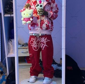 Męskie spodnie Streetwear kieszenie bojówki wysokiej talii proste biegaczy mężczyźni i kobiety Baggy Vintage Harajuku Y2k moda 230214